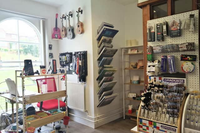 Inside Whitby Art and Music Supplies.