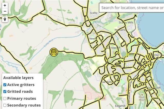 Live gritter location are visible on the interactive map (Image:NYCC)