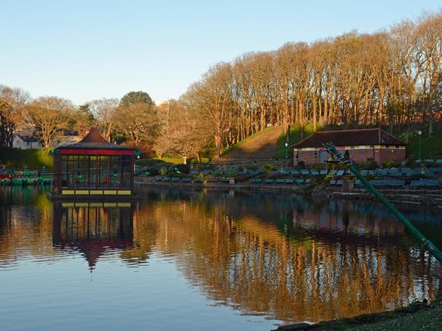 Reflections at Peasholm Park Lake, by Barbara Bateman.