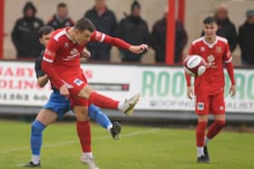 Eddie Rogerson lets fly for the Seasiders in Saturday's 1-0 home win against Maltby. PHOTOS BY DOM TAYLOR