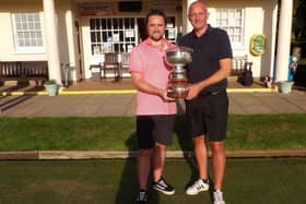 Borough duo Jack Bird, left and Andy Adamson claim Rosebowl Doubles victory at Bridlington Bay.