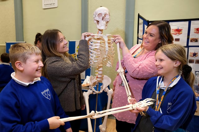 Cayton School pupils visit Count Scapula at the NHS display