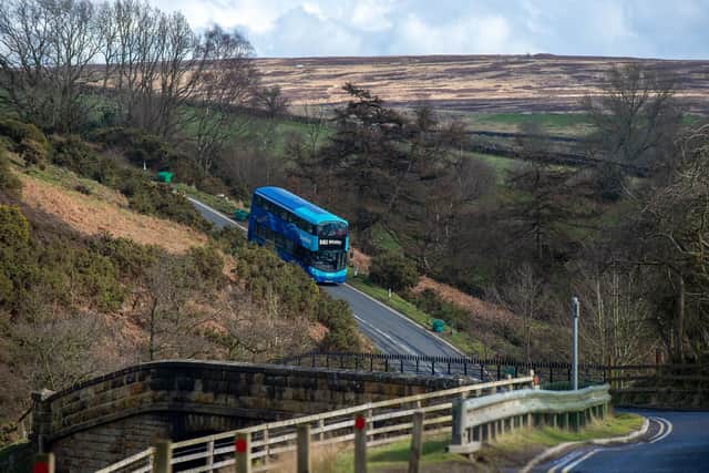 A Coastliner bus approaches Goathland which is on the route of Britain's most scenic bus route, has been saved from the axe with a sudden rush of tourists taking advantage of the £2 fares. Picture by Yorkshire Post Photographer Bruce Rollinson.