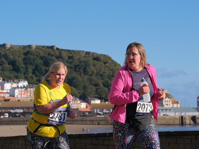 Scarborough AC's Ellie Waite nears the finish line at the 10k. Photo by Richard Ponter