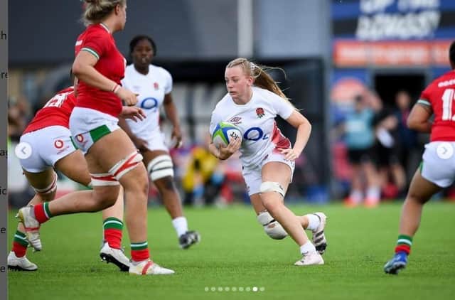 Scarborough RUFC's Steph Else in action for England Under-20s.