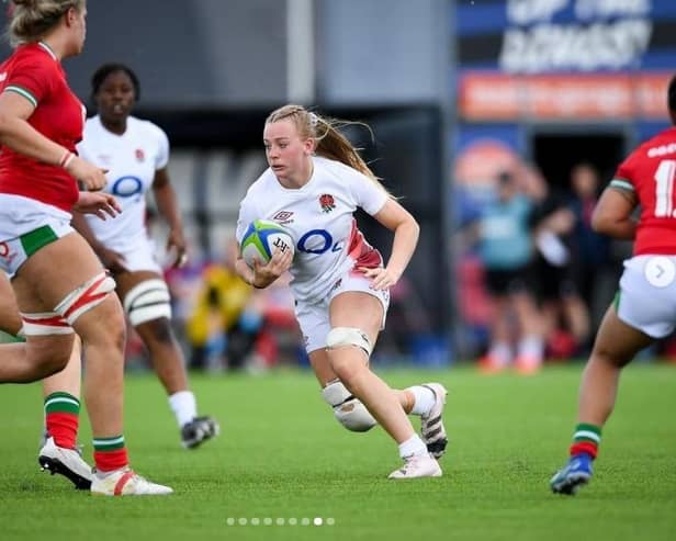Scarborough RUFC's Steph Else in action for England Under-20s.
