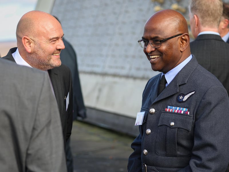 WORAF (Warrant Officer of the RAF), Warrant Officer Subramaniam, part of the VIP party at the base of one of the SSPAR’s three faces.