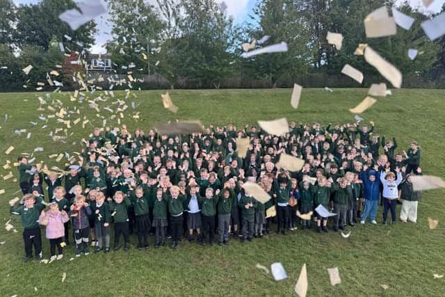Airy Hill School pupils celebrate a strong standard Ofsted report.