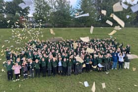 Airy Hill School pupils celebrate a strong standard Ofsted report.