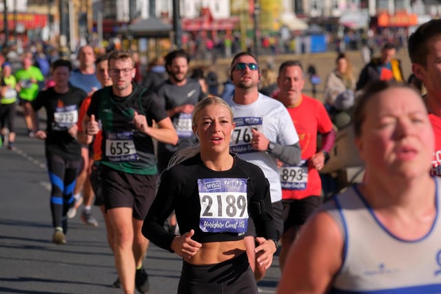 Runners give it their all near the end of the Scarborough 10k.   Photo by Richard Ponter