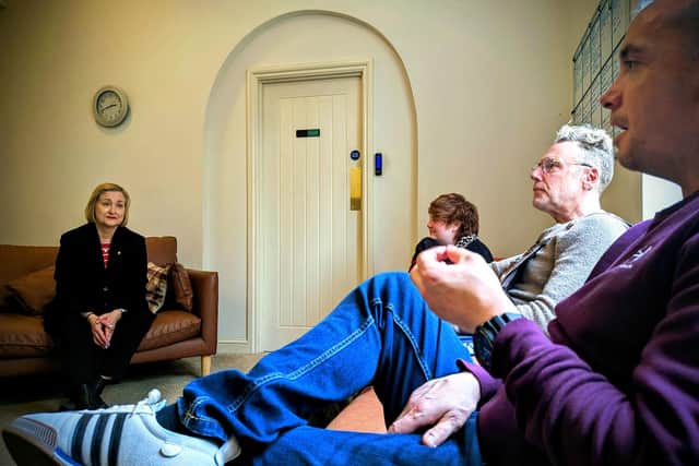 The residents speaking to Alison about how they ended up in Ark House