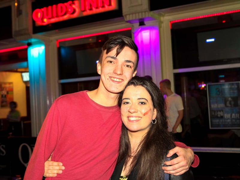 Danny & Claire painting the town red.