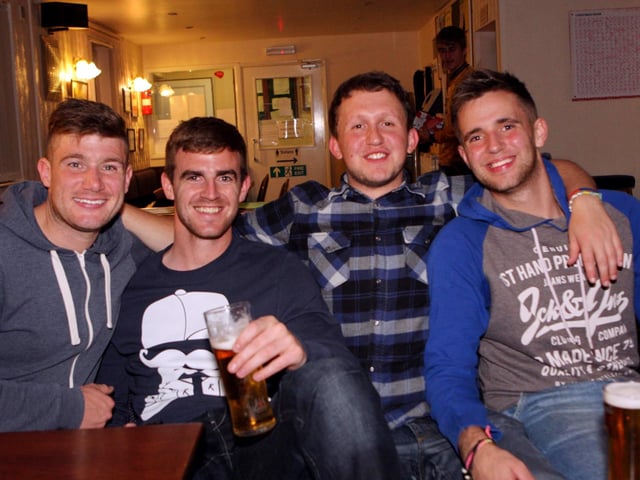 Damo, Mikey D, Goz and Alex enjoying a lad's nigh out.