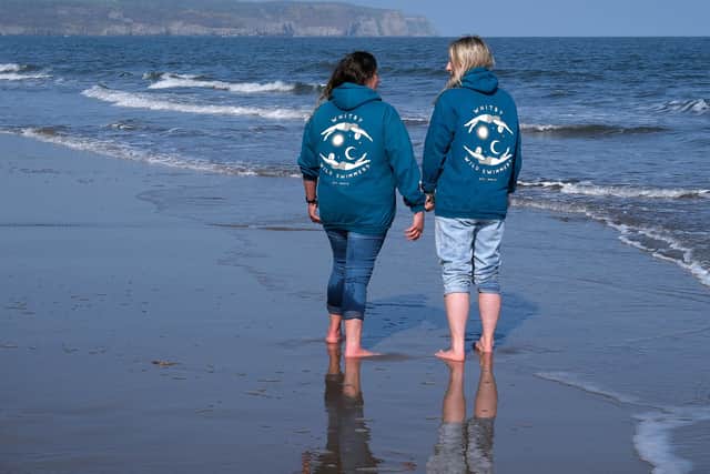 Ally Brisby and Ceri Parkin promote the Whitby Regatta swim. picture: Richard Ponter