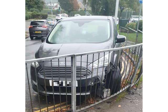 The unlicensed driver crashed into a taxi before colliding with a fence on Woodlands Drive
