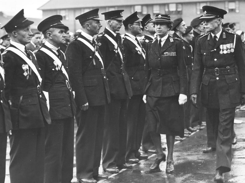 The Princess Royal inspects the Red Cross at Burniston Roadd Barracks. (Year unknown)