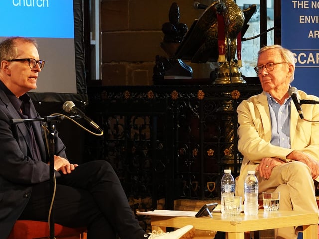 Former BBC documentary broadcaster Peter Taylor CBE in conversation with the BBC Arts Correspondent David Sillito in St. Mary's Church