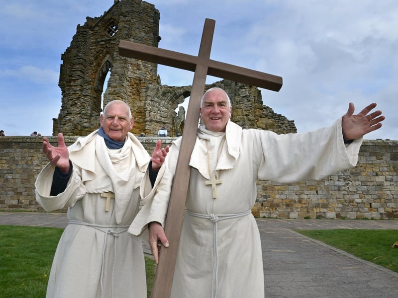 Welcoming visitors to the Easter festival.
