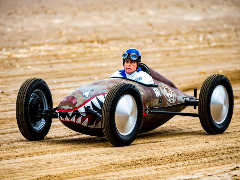 This years The Race the Waves Vintage Beach Race festival held on Bridlingon's south beach with over one hundred competitors taking part in the event from the early years of coastal motor racing to post-war American hot-rodders and drag racing culture. Picture By Yorkshire Post Photographer,  James Hardisty. Date: 22nd April 2023.