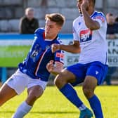 Whitby's Soni Fergus in action against Guiseley