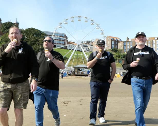 Mark Dunkin, Michael Chapplow, Ian Watson and Liam Murnane, all members of Andy’s Man Club boarded a TPE train this week ahead of Suicide Prevention Day