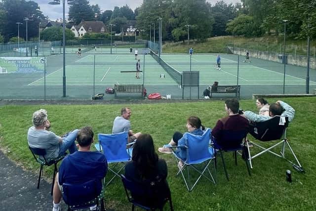 Supporters watching Scalby Tennis Club Men's Team in action against Cherry Burton B.