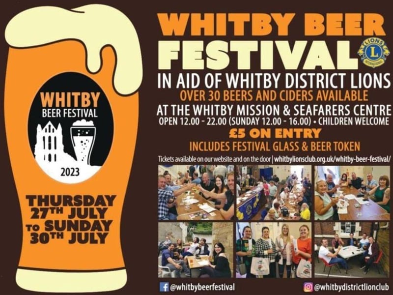 Whitby Beer Festival is taking place on July 27 til July 30 at the Whitby Mission & Seafarers Centre.This charity beer festival is held in aid of Whitby & District Lion’s Club. Serving over 30 of the very best artisan ales, boutique beers and scrumptious ciders from award-winning local and regional independent brewers and micro-breweries.