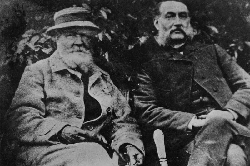French inventor and filmmaker Louis Le Prince with his father in-law, Joseph Whitley, at the Whitley family home in Roundhay, Leeds in 1887. A year later, Le Prince shot 'Roundhay Garden Scene', which is thought to be the first ever motion picture. He mysteriously disappeared in September 1890.