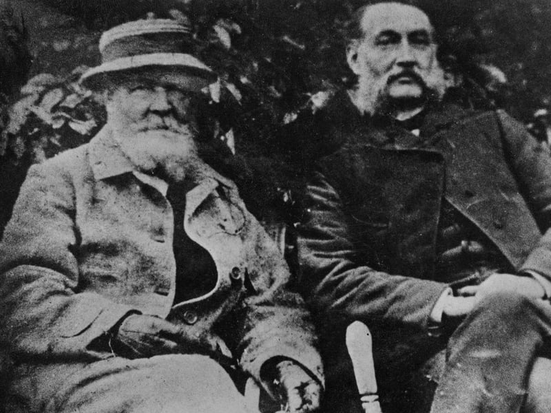 French inventor and filmmaker Louis Le Prince with his father in-law, Joseph Whitley, at the Whitley family home in Roundhay, Leeds in 1887. A year later, Le Prince shot 'Roundhay Garden Scene', which is thought to be the first ever motion picture. He mysteriously disappeared in September 1890.