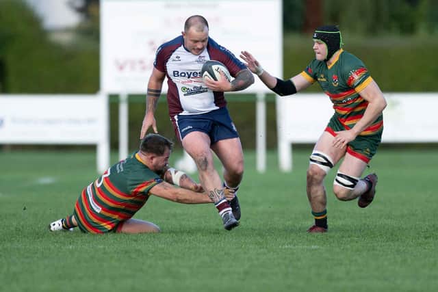 Sam Dawson leads by example for Scarborough. Photo by Andy Standing