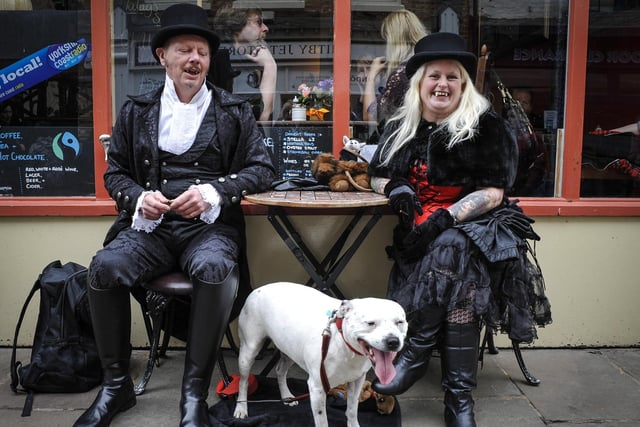Dave Winter and Jools Mendelson, from Robin Hood's Bay, with their dog Holly.Photo by Andrew Higgins.