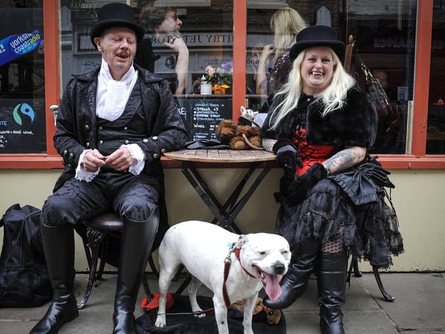 Dave Winter and Jools Mendelson, from Robin Hood's Bay, with their dog Holly.Photo by Andrew Higgins.