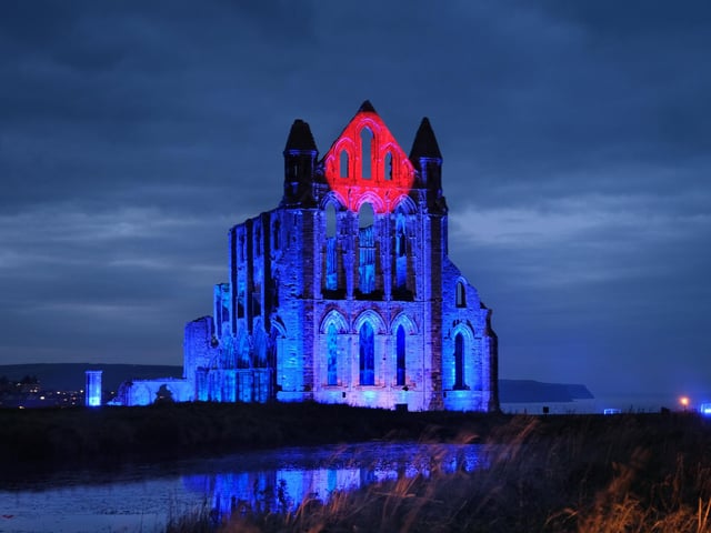 Glorious Whitby Abbey at night.