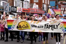 McCain walking in Scarborough’s first pride parade in 2023 - Image: Richard Ponter