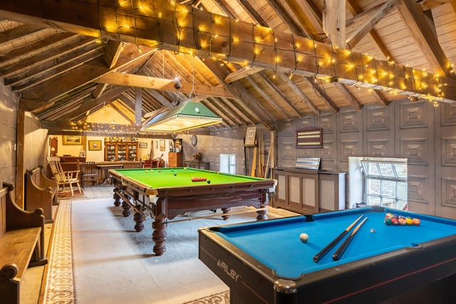 The 'party room', games room and bar is within the old coach house and stables.