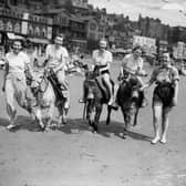 July 1936:  Day trippers on Scarborough Beach.