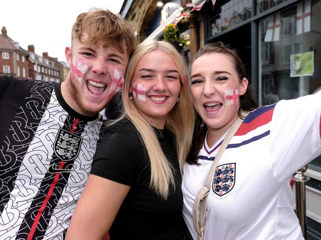 Cheering on England at the J and S Sports Bar, Scarborough.
