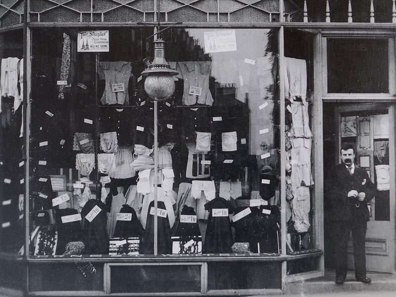 A vintage photo that Ann Clough kept of her grandfather Ernest Whiteley's original shop front.
