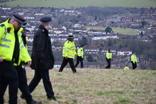 Hundreds of officers from Sussex Police and the Metropolitan Police have been searching tirelessly across an extensive area over two days. Photo: Eddie Mitchell