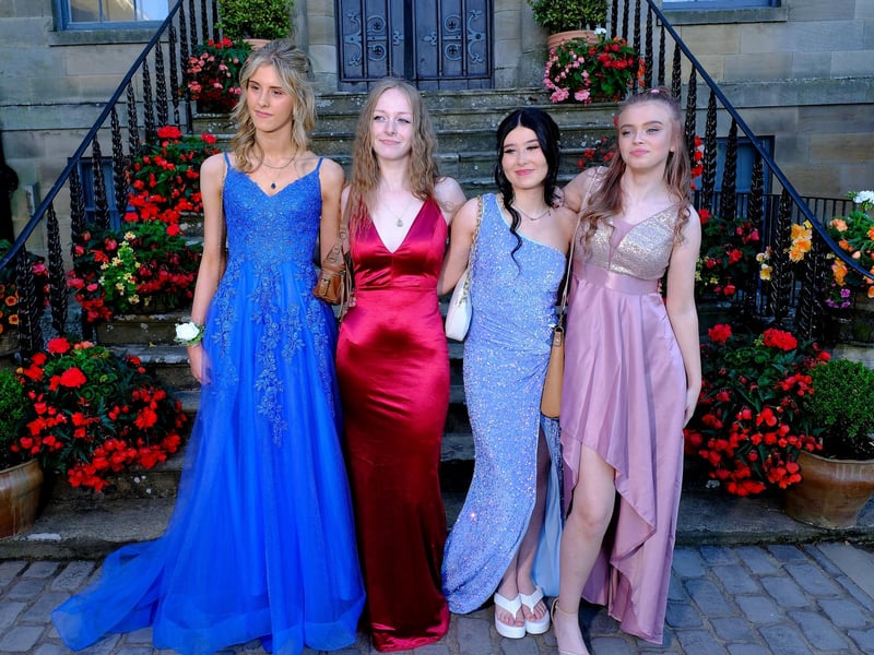 Girls pose for a group picture at the Eskdale School prom.