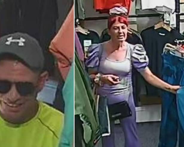 North Yorkshire Police has issued CCTV images of a man and woman they would like to speak to in connection with the theft of a high-value coat