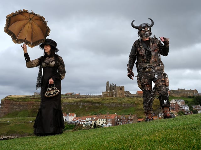 Denise Ennett and Dave Leeson take in the view on the West Cliff.
picture: Richard Ponter.