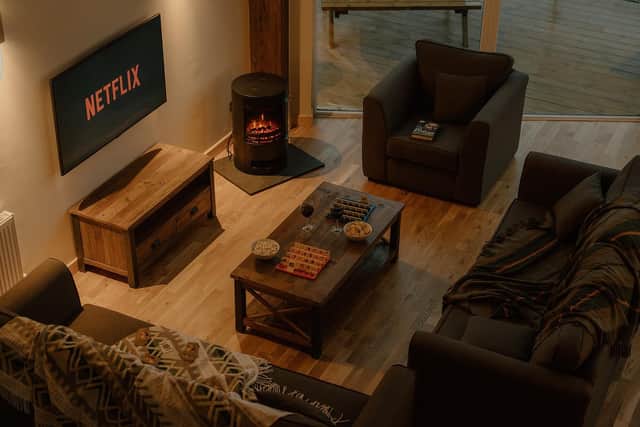 The lounge area of a Luxe, two-storey Tranquillity 3, at Landal Twin Lakes.