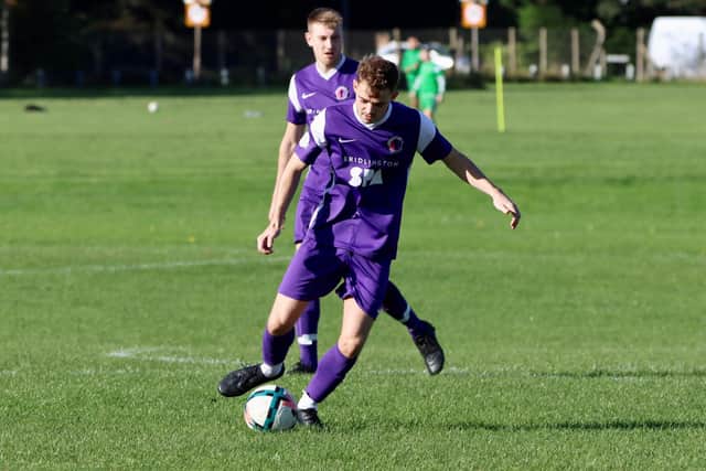 Tom Coates hit a double in Bridlington Spa’s crucial 3-0 win at AFC North. PHOTO BY TCF PHOTOGRAPHY
