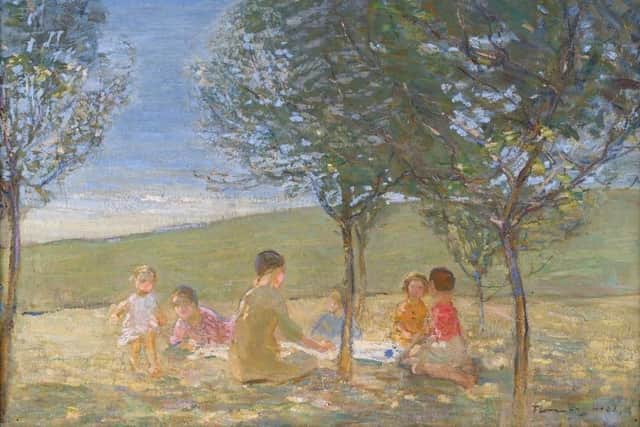 Section of Florence Hess painting, Picnic by the Sea – estimate: £7,000-10,000