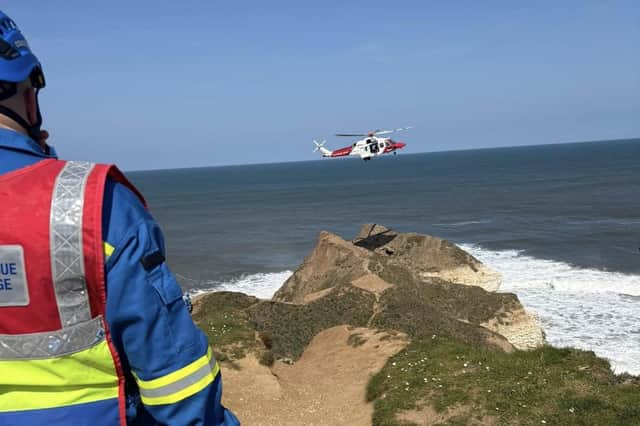 Rescue crews discovered one casualty trapped on a narrow knife-edge pinnacle completely exposed.