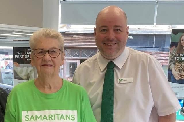 Dorree Gallie from Samaritans and Dean Mace Community Champion for Scarborough branch.