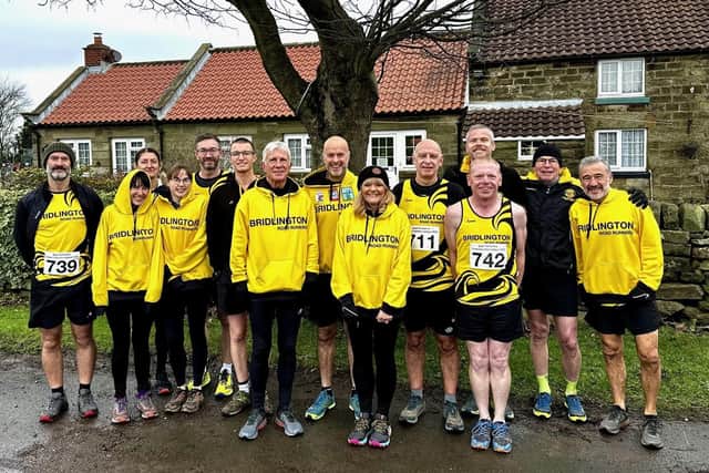 The Brid Road Runners line up at the East Yorkshire Cross Country League fixture at Ravenscar.