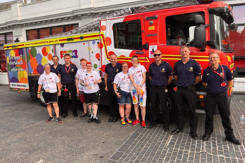 Humberside Fire and Rescue Service were also part of the celebrations, pictured here with the Bridlington Pride Team.