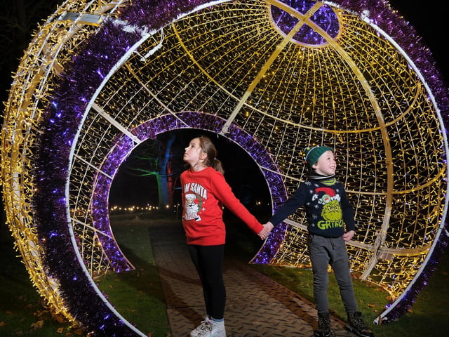 Isla and Felix enjoy the Wonderland Globe at Sewerby Hall. picture: Richard Ponter